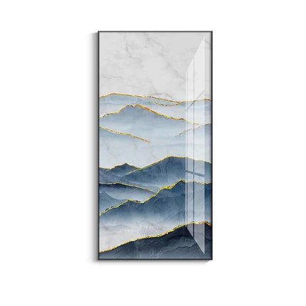 Nordic Aqua Blue Green Golden Liquid Marble Print Wall Art Fine Art Canvas Prints Pictures For Luxury Living Room Foyer Hotel Room Decor | Bowlift