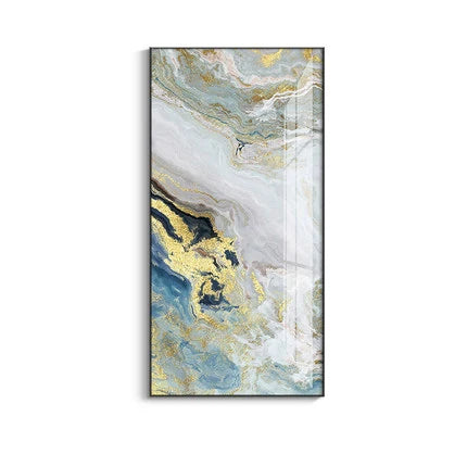 Nordic Aqua Blue Green Golden Liquid Marble Print Wall Art Fine Art Canvas Prints Pictures For Luxury Living Room Foyer Hotel Room Decor | Bowlift