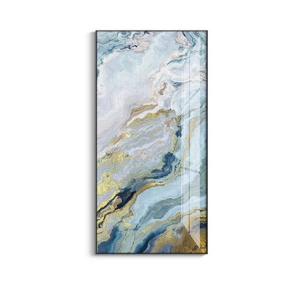 Nordic Aqua Blue Green Golden Liquid Marble Print Wall Art Fine Art Canvas Prints Pictures For Luxury Living Room Foyer Hotel Room Decor | Bowlift