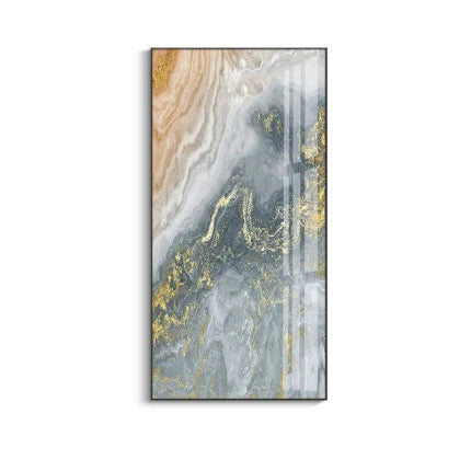 Nordic Aqua Blue Green Golden Liquid Marble Print Wall Art Fine Art Canvas Prints Pictures For Luxury Living Room Foyer Hotel Room Decor | Bowlift