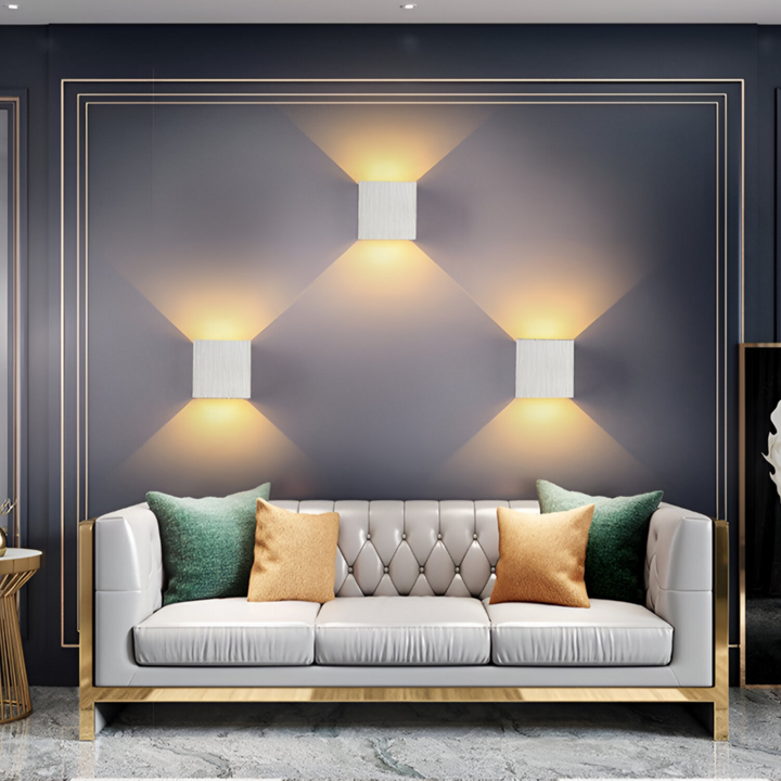 BowLift | LED Wall Lamp NORDIVIA | USB & Cable Operation | Double Light Color | Aluminum & Acrylic | 10x10x5 cm
