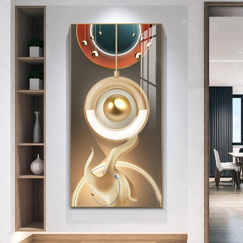 Nordic Celestial Harmony Wall Art Fine Art Canvas Prints Light Luxury Abstract Auspicious Pictures For Modern Apartment Living Room Foyer Art Decor | Bowlift
