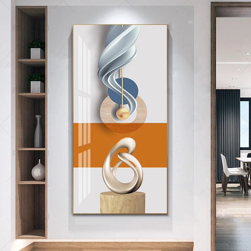 Nordic Celestial Harmony Wall Art Fine Art Canvas Prints Light Luxury Abstract Auspicious Pictures For Modern Apartment Living Room Foyer Art Decor (Unframed) | Bowlift