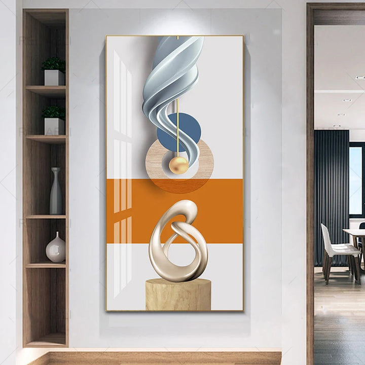 Nordic Celestial Harmony Wall Art Fine Art Canvas Prints Light Luxury Abstract Auspicious Pictures For Modern Apartment Living Room Foyer Art Decor (Unframed) | Bowlift