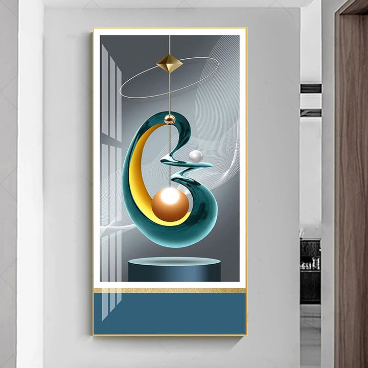 Nordic Celestial Harmony Wall Art Fine Art Canvas Prints Light Luxury Abstract Auspicious Pictures For Modern Apartment Living Room Foyer Art Decor (Unframed) | Bowlift