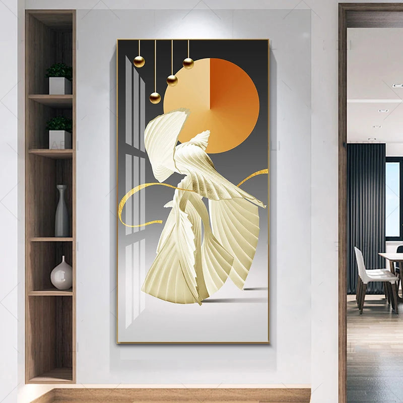 Nordic Celestial Harmony Wall Art Fine Art Canvas Prints Light Luxury Abstract Auspicious Pictures For Modern Apartment Living Room Foyer Art Decor | Bowlift