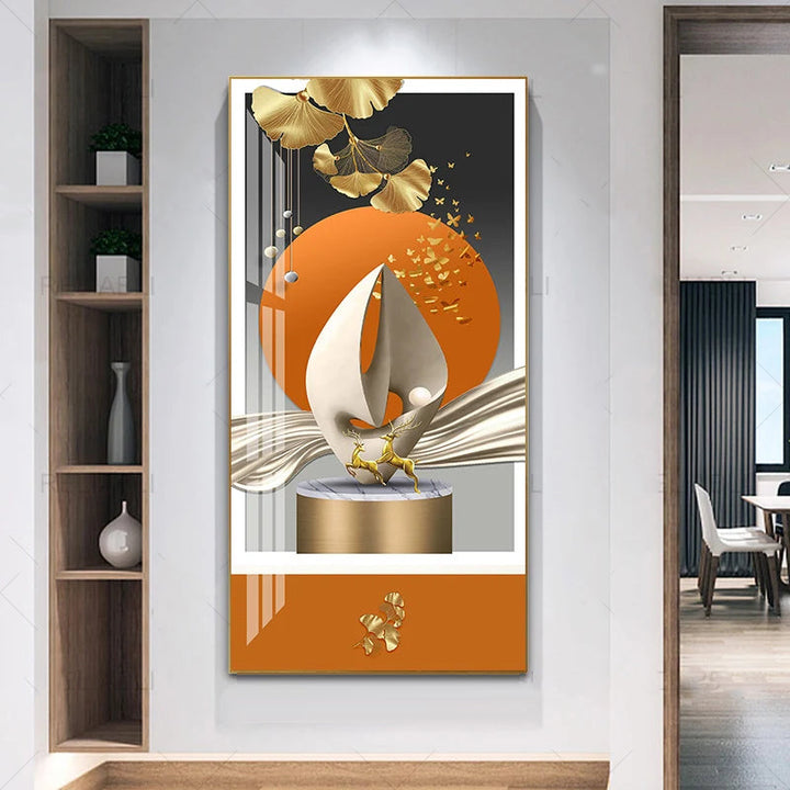 Nordic Celestial Harmony Wall Art Fine Art Canvas Prints Light Luxury Abstract Auspicious Pictures For Modern Apartment Living Room Foyer Art Decor | Bowlift