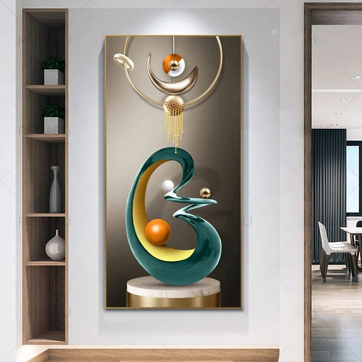 Nordic Celestial Harmony Wall Art Fine Art Canvas Prints Light Luxury Abstract Auspicious Pictures For Modern Apartment Living Room Foyer Art Decor (Unframed) | Bowlift