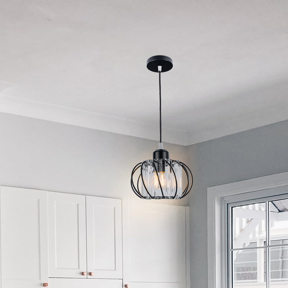 BowLift | Pendant Light Black Glass Globe Ceiling Fixture
