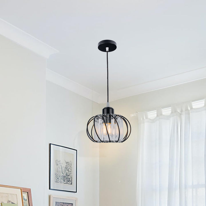 BowLift | Pendant Light Black Glass Globe Ceiling Fixture