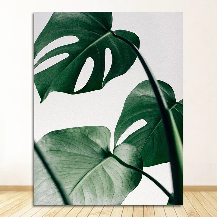 Nordic Tropical Green Leaf Nature Posters Wall Art Fine Art Canvas Prints Ambient Pictures Of Calm For Living Room Dining Room Home Office Decor | Bowlift