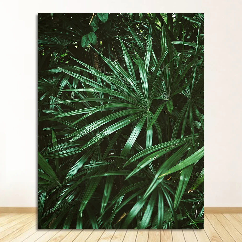 Nordic Tropical Green Leaf Nature Posters Wall Art Fine Art Canvas Prints Ambient Pictures Of Calm For Living Room Dining Room Home Office Decor | Bowlift