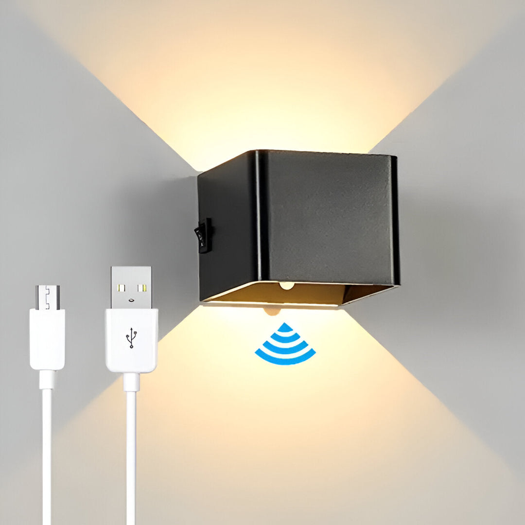 BowLift | LED Wall Lamp NORDIVIA | USB & Cable Operation | Double Light Color | Aluminum & Acrylic | 10x10x5 cm