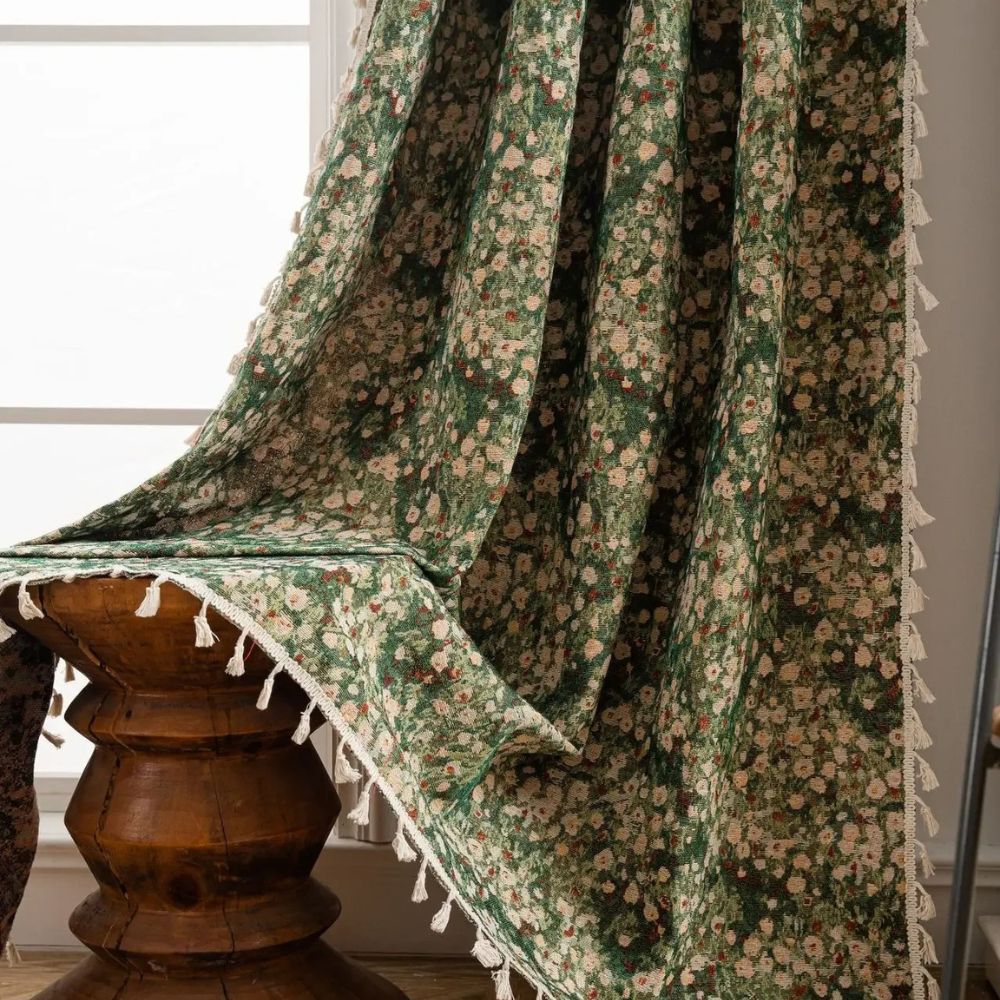 BowLift | Ditsy Floral Tassel Curtain Panel for Bedroom or Living Room