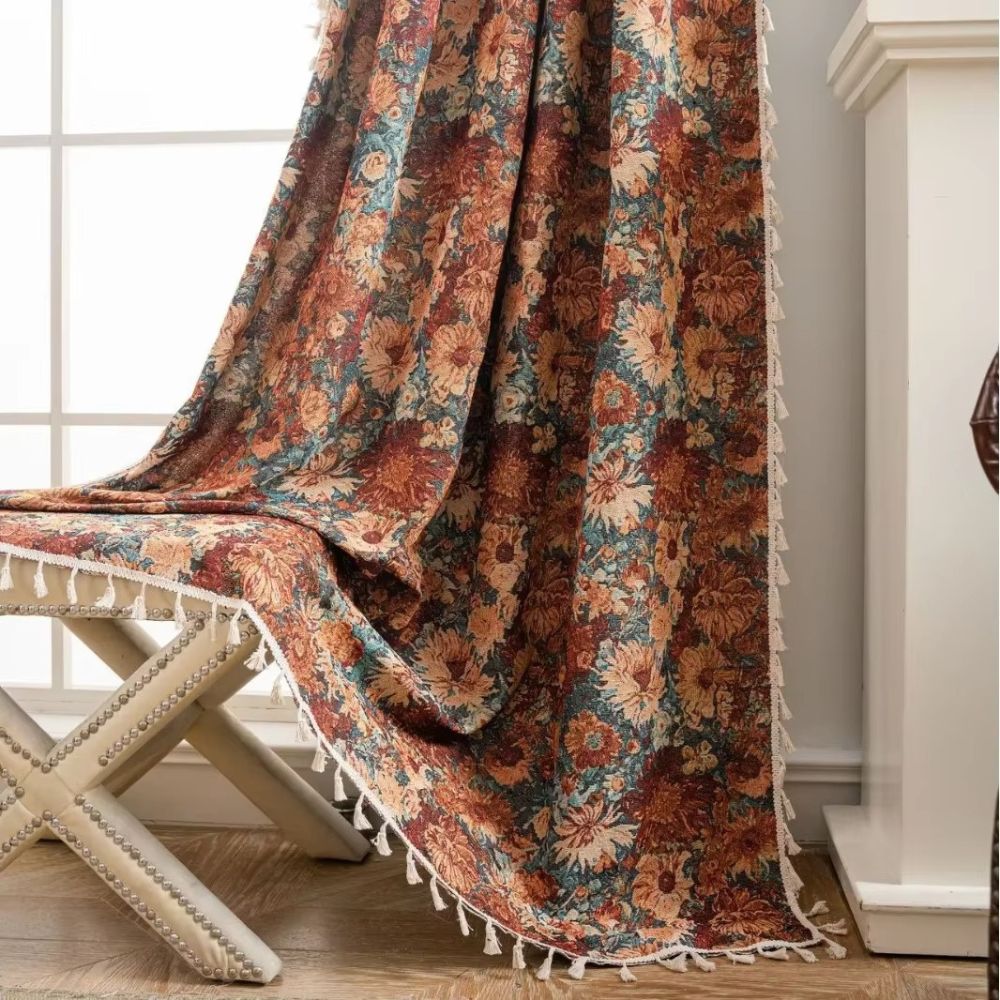 BowLift | Noveau Ditsy Floral Tassel Curtain