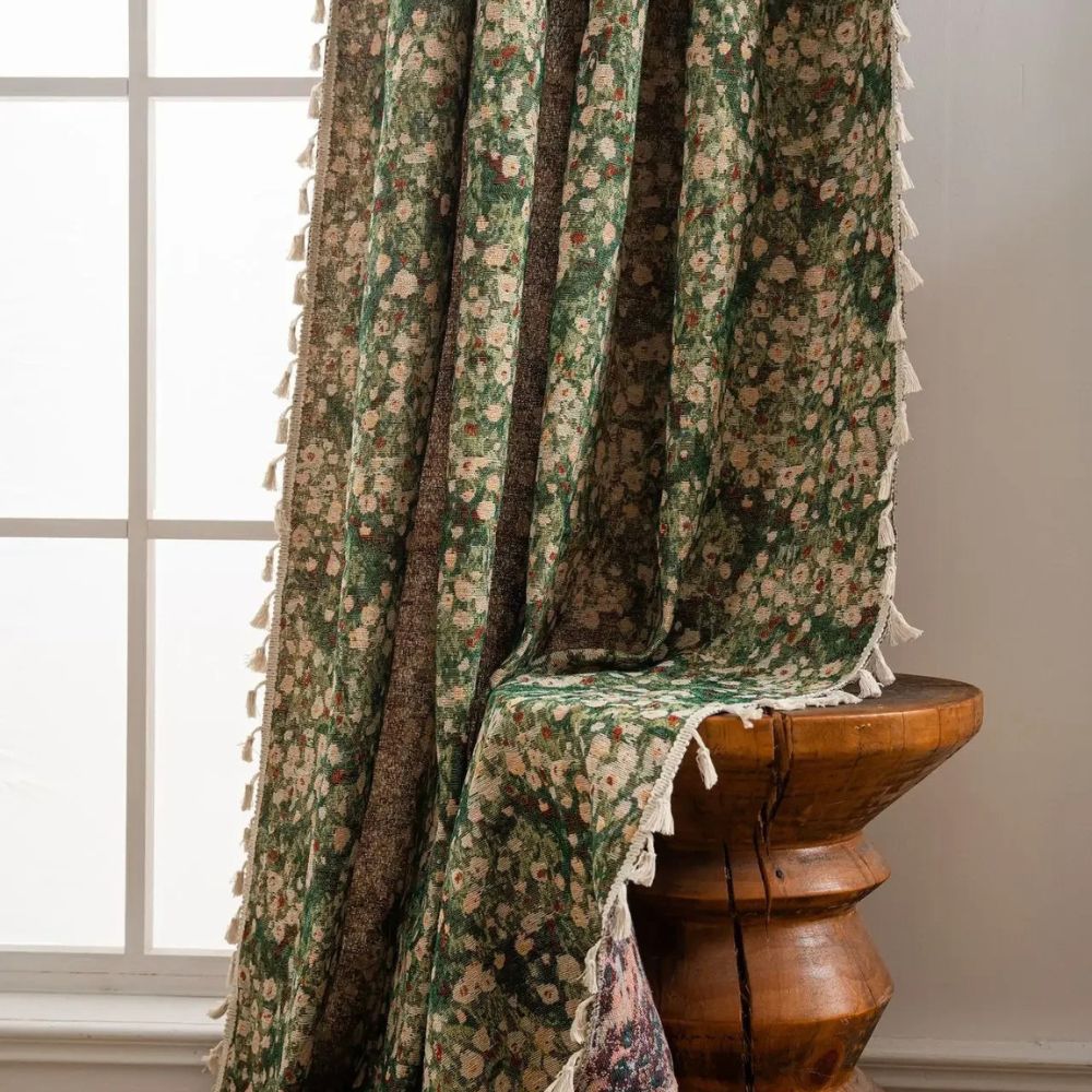 BowLift | Ditsy Floral Tassel Curtain Panel for Bedroom or Living Room