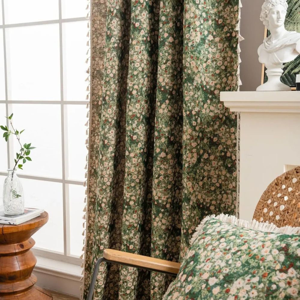 BowLift | Ditsy Floral Tassel Curtain Panel for Bedroom or Living Room