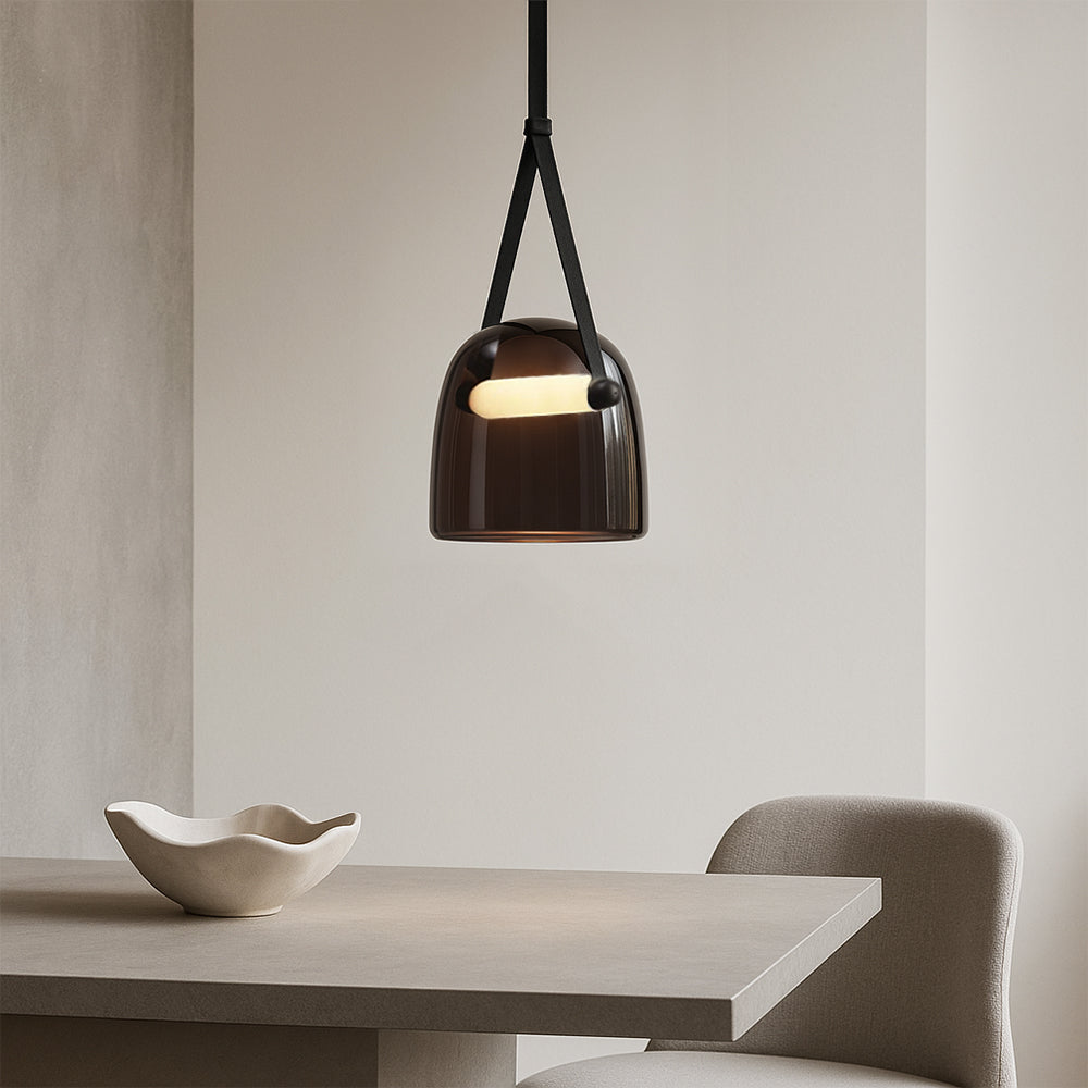 BowLift | Modern Penumbra Hanging Lamp with Adjustable Height for Living Room and Dining Room – Lighting Above the Table in Black and White Color