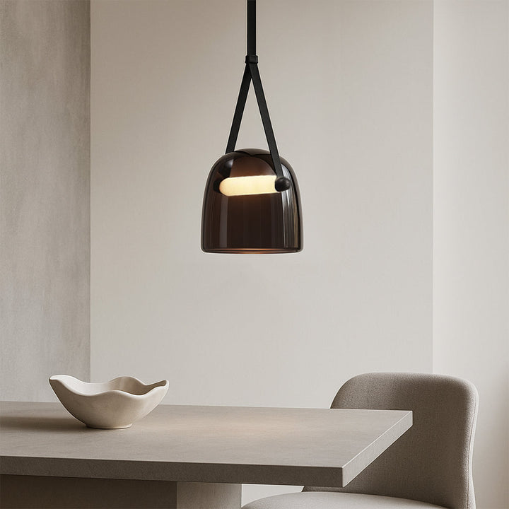 BowLift | Modern Penumbra Hanging Lamp with Adjustable Height for Living Room and Dining Room – Lighting Above the Table in Black and White Color