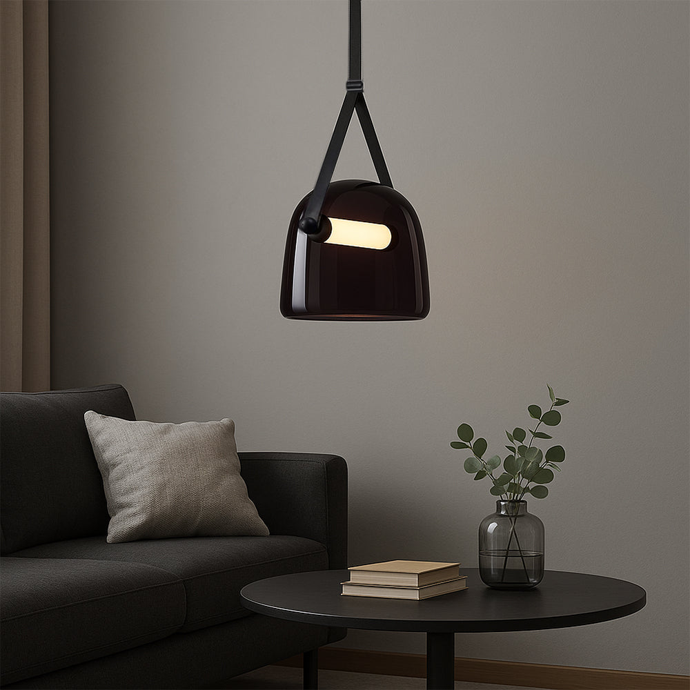 BowLift | Modern Penumbra Hanging Lamp with Adjustable Height for Living Room and Dining Room – Lighting Above the Table in Black and White Color