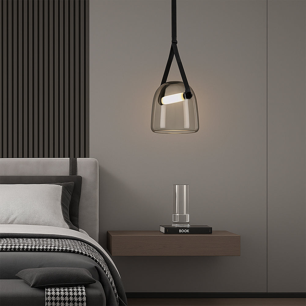 BowLift | Modern Penumbra Hanging Lamp with Adjustable Height for Living Room and Dining Room – Lighting Above the Table in Black and White Color