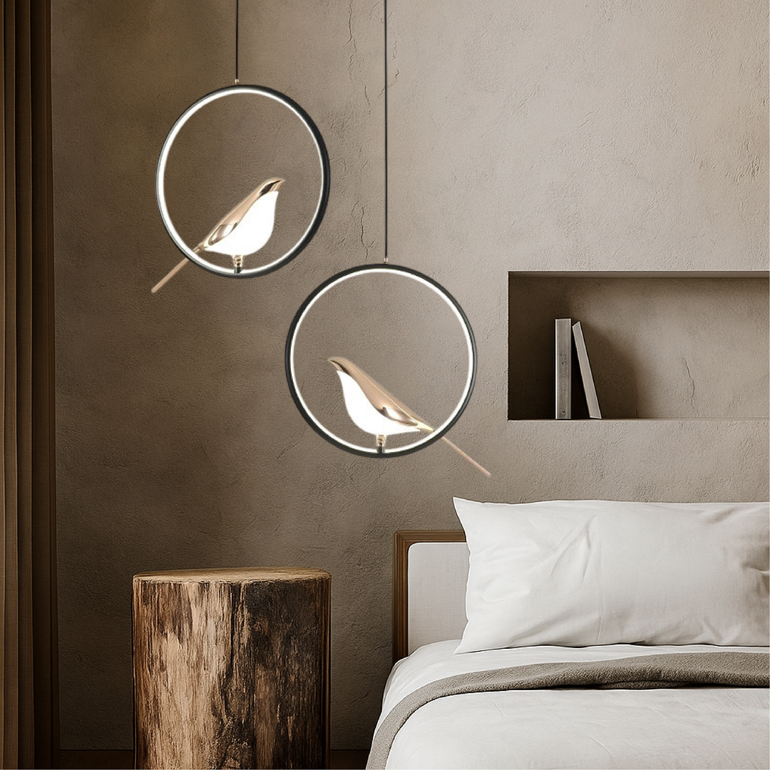 BowLift | Modern Pendant Lamp with Bird Motif - Adjustable Height, Ideal for Dining Room and Living Room Lighting
