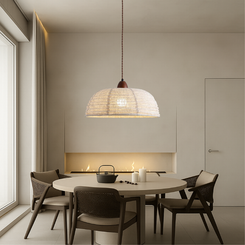 BowLift | Modern Fabric Pendant Lamp in Scandinavian Style, Adjustable Height, Ideal Lamp for Living Rooms and Above the Table