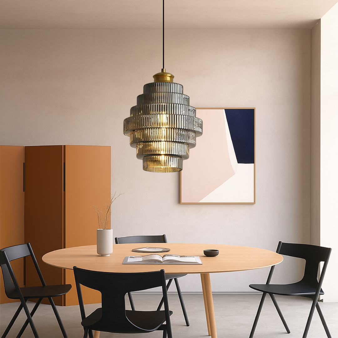 BowLift | Modern Glass Pendant Lamp with Height Adjustment for Kitchen and Dining Room - Lamp Over Table E27