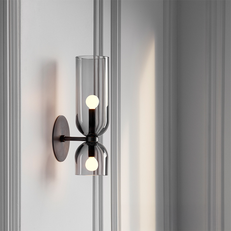 BowLift | Modern Wall Sconce with Glass and LED Diode – Elegant Lamp for Dining Rooms and Bars, Ø 14cm, H 35cm