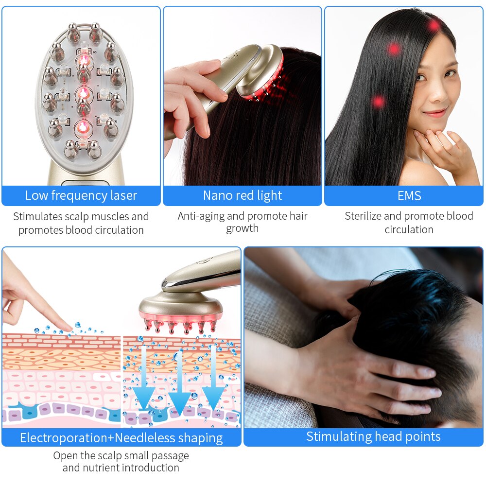 BowLift | Red Light Therapy for Hair Growth – Laser Comb with Low-Level Laser Light for Effective Hair Loss Treatment, Includes Hair Growth Brush for Enhanced Results