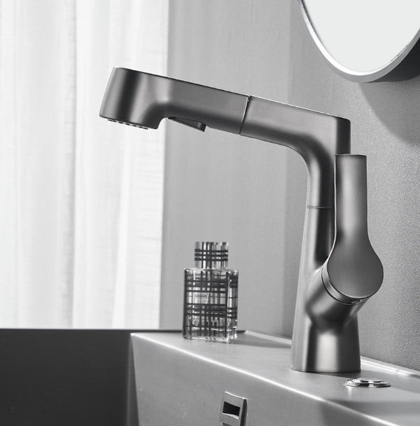 BowLift | Vanity faucet with swivel, pull-out hand shower