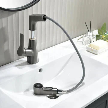 BowLift | Bathroom Faucet With Rotating Retractable Hand Shower