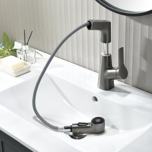 BowLift | Vanity faucet with swivel, pull-out hand shower