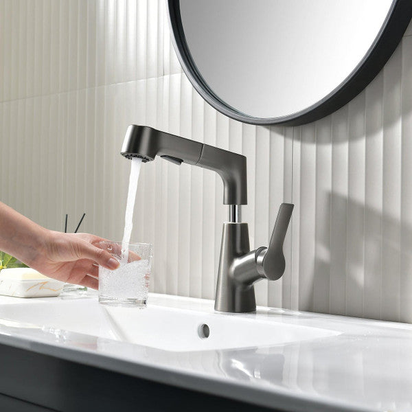 BowLift | Vanity faucet with swivel, pull-out hand shower