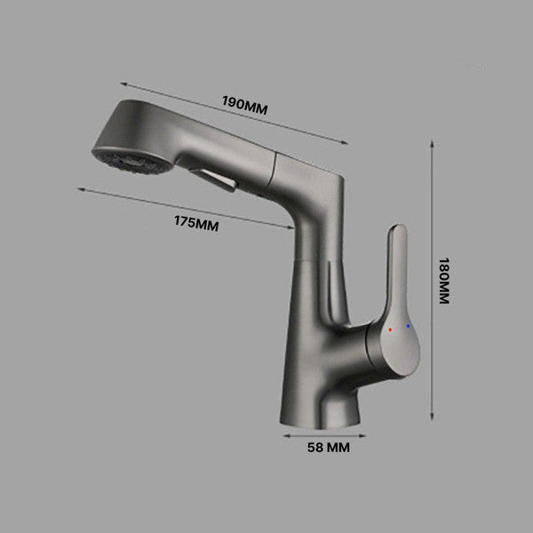 BowLift | Bathroom fixture with rotating retractable hand shower