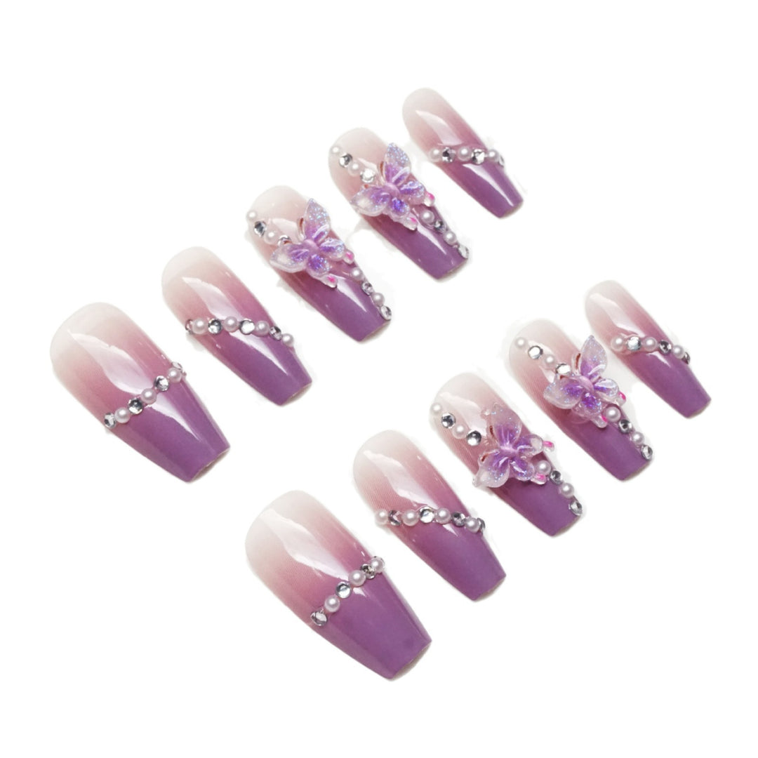 Artificial nails with elegant lilac design Bowlift