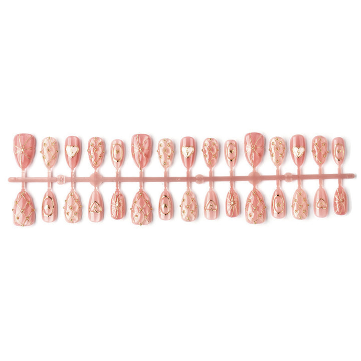 Artistic Heart-Accent Press-On Nails Set Bowlift