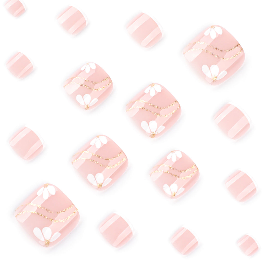Nail art with elegant blooming designs and glitter accents Bowlift