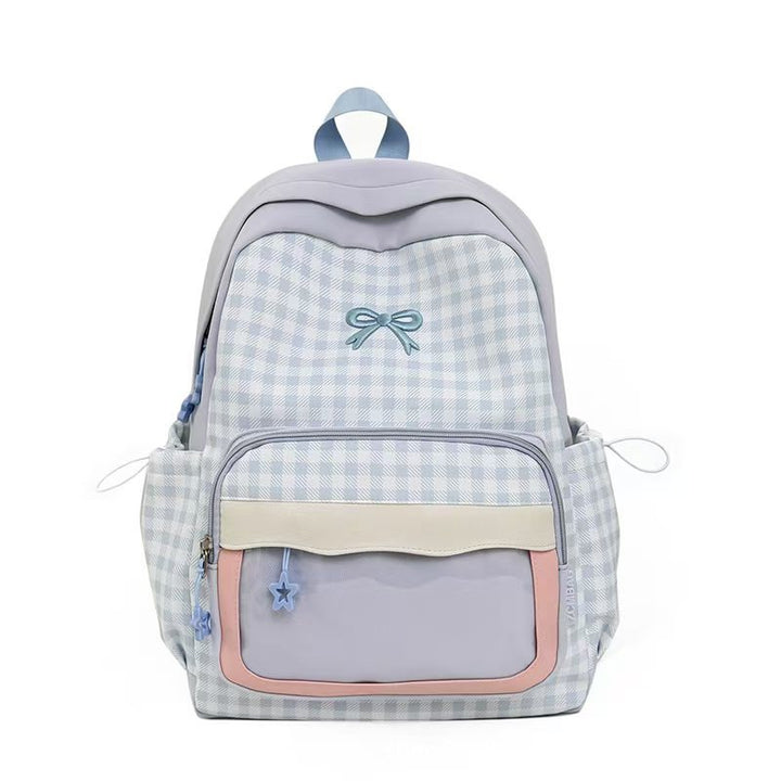 Backpack in Modern Check Pattern with Transparent Viewing Window Bowlift