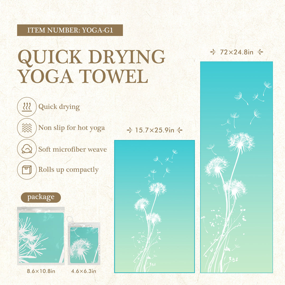 Quick-Drying Non-Slip Microfiber Yoga Towel with Mandala Grip Pattern Bowlift
