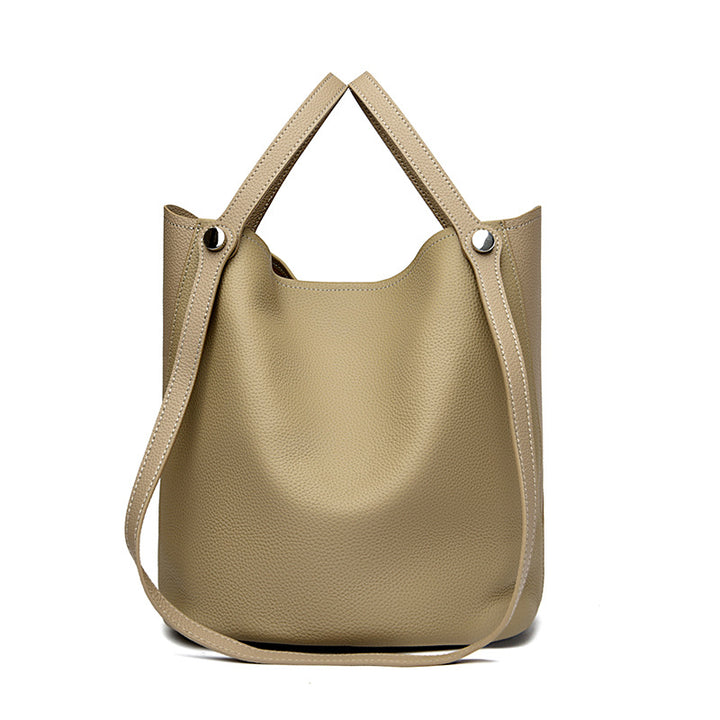 Casual Leather Bucket Bag Bowlift