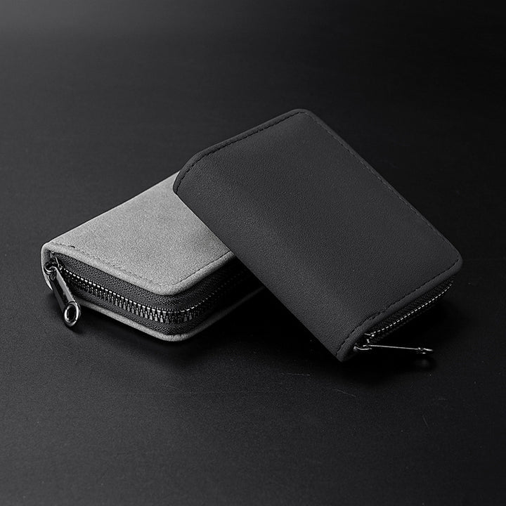 Compact Zippered Leather Wallet