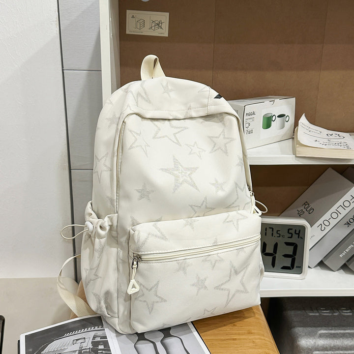 Stylish Star-Embellished Casual School Backpack Bowlift