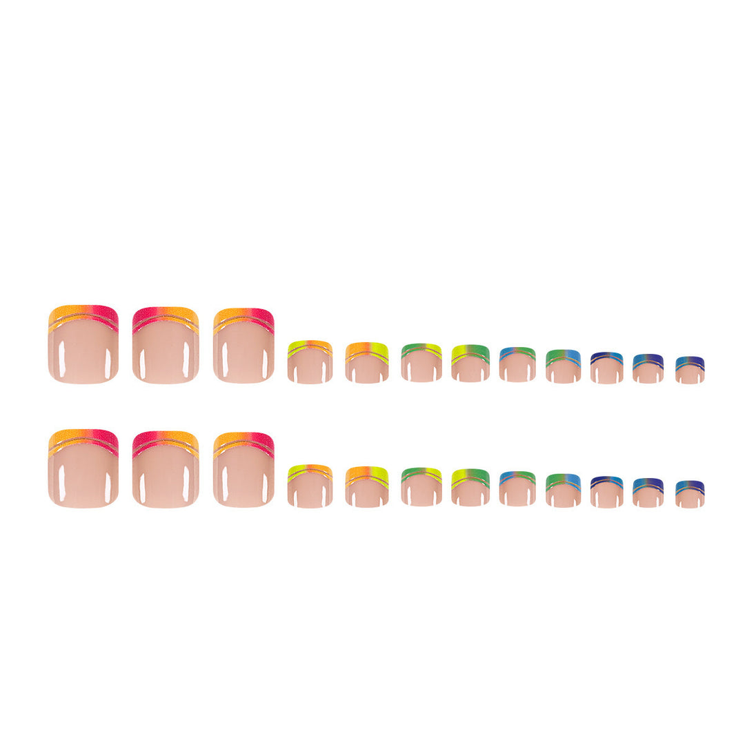 Nail art set with glossy rainbow tip designs Bowlift