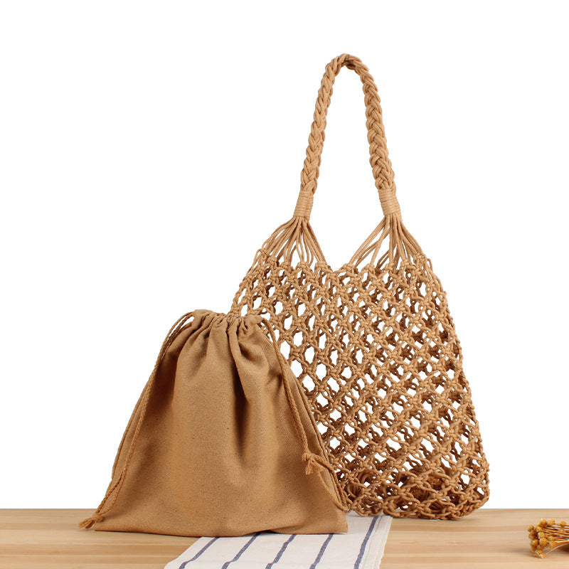 Handmade mesh tote bag with inner pouch Bowlift