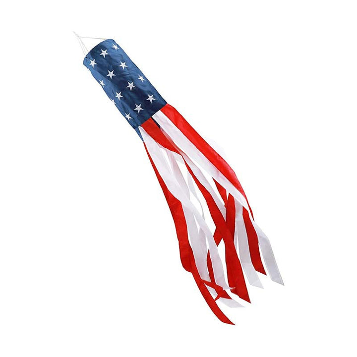 Unisex nan patriotic American flag windsock with long trailing streamers and reinforced hanging loop Bowlift
