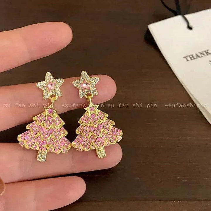 BowLift | Micro-inlaid Christmas Tree Earrings Female Design Fashion
