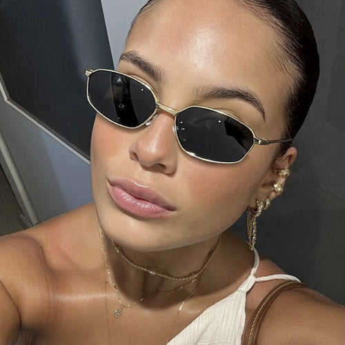 Women's geometric sunglasses with protective UV filter and minimalist metal frame Bowlift