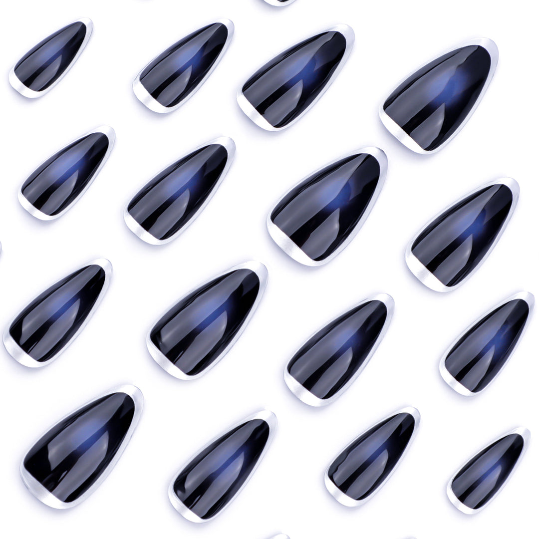Artful stiletto nails with glamorous metallic finish Bowlift