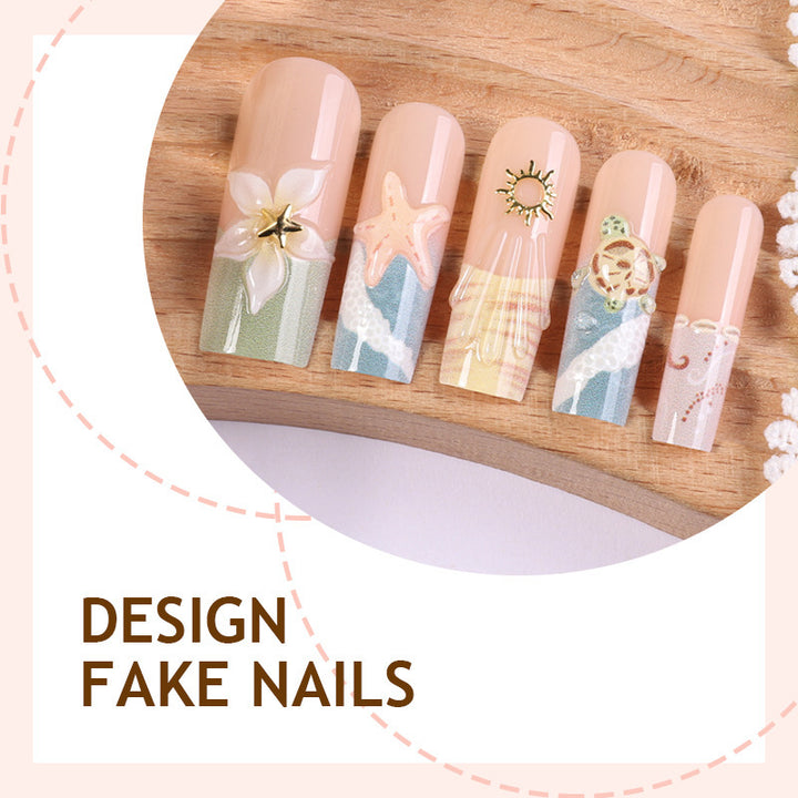 Creative acrylic nail set with floral and maritime accents Bowlift